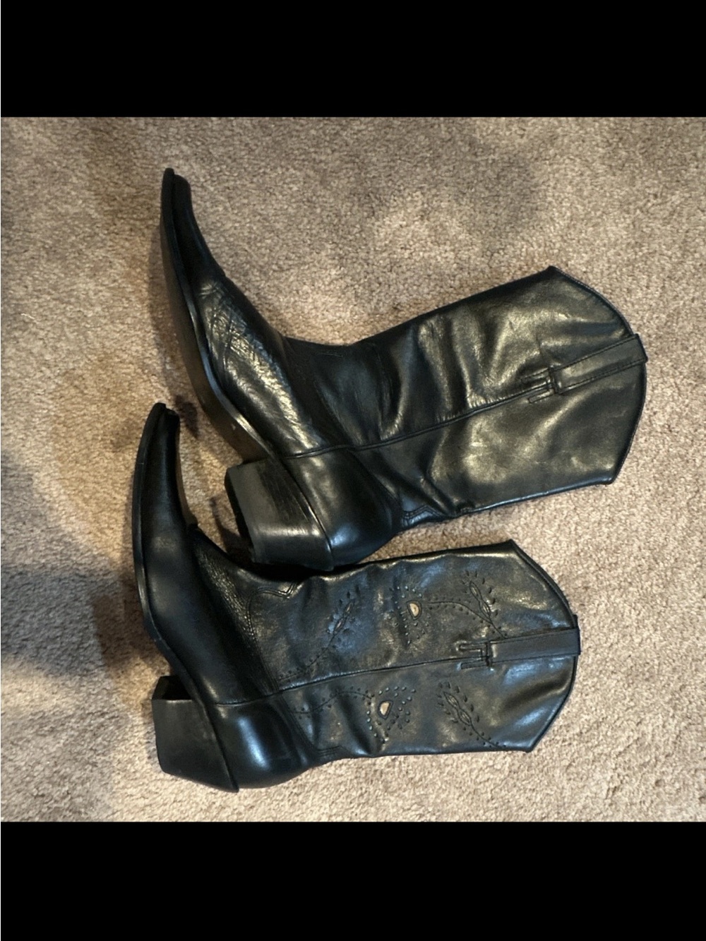 Black Western-Inspired Mid-Calf Women’s Boots